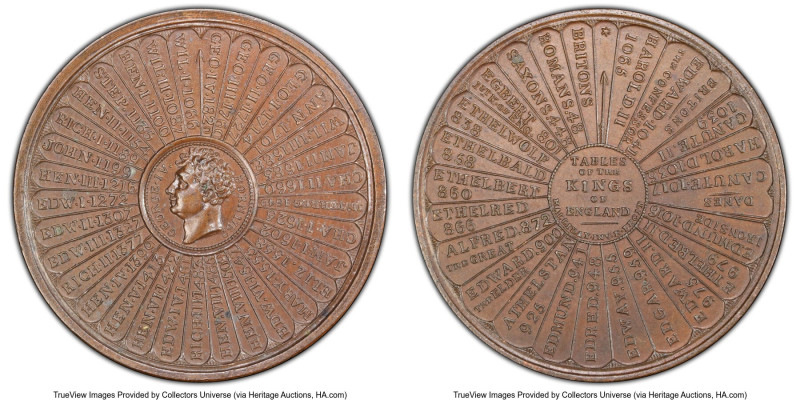 George IV bronzed Specimen "Tables of the Kings of England" Medal ND (c. 1820) S...