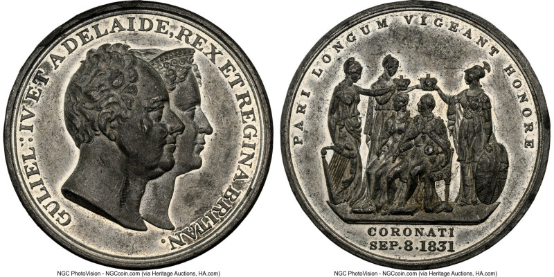 William IV white metal "Coronation" Medal 1831 MS60 NGC, BHM-1479. 45mm. HID0980...