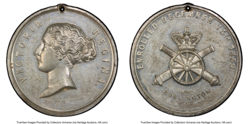 Victoria white metal "Enrolled December 13th, 1859" Medal 1859 UNC Details (Hole...