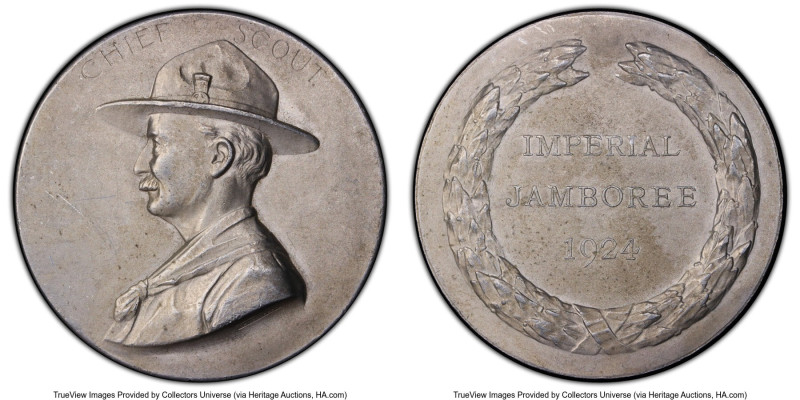 George V white metal Specimen "Imperial Jamboree" Medal 1924 SP61 PCGS, Eimer-19...