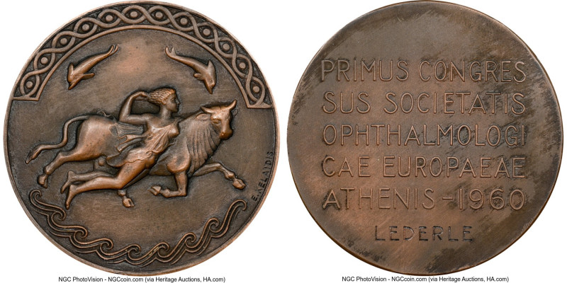 "European Ophthalmological Society" bronze Medal 1960 MS62 Brown NGC, 60mm. By K...