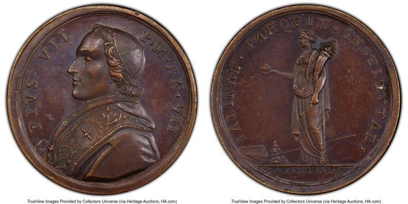 Papal States. Pius VII bronze Specimen "Anno VII" Medal 1806-Dated SP63 PCGS, Ri...