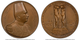 "Fuad I Official Visit in Rome" bronze Specimen Medal 1927 SP65 PCGS, cf. Casolari-V/98. 72mm. By Aurelio Mistruzzi. His uniformed bust in high relief...