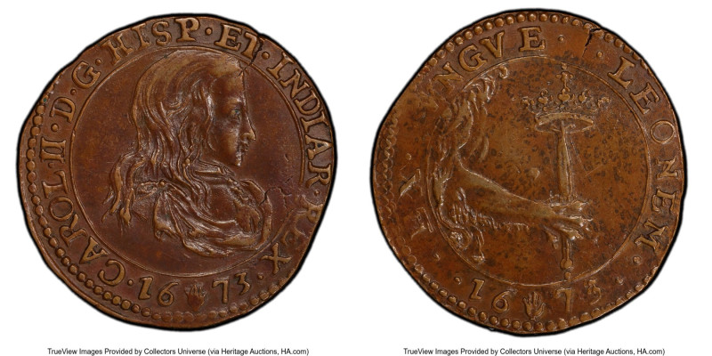 Antwerp. Carol II Jeton 1673 AU58 Brown PCGS, Dugn-4310. 32mm. HID09801242017 © ...