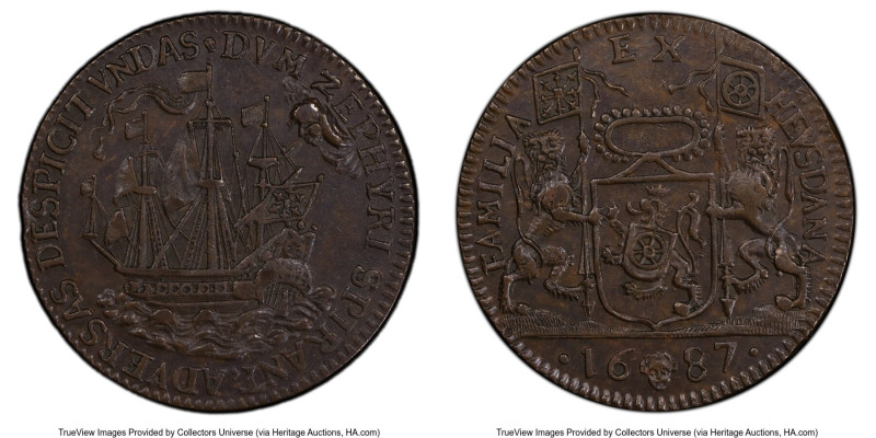 Brussels Jeton 1687 AU55 Brown PCGS, Dugn-4534. 29mm. HID09801242017 © 2023 Heri...