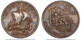 Republic silver "Miguel Lopez De Legaspi" Medal 1964-Mo AU58 PCGS, Mexico City mint, Honeycutt-575, Basso-911. 38mm. Accompanied by collector's envelo...