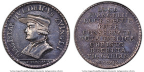Zurich. "Magister Hvldricvs Zvlngli" silver Medal MDCCXIX (1719) AU Details (Tooled) PCGS, SM-499. 36mm. HID09801242017 © 2023 Heritage Auctions | All...