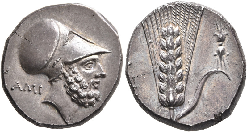 LUCANIA. Metapontion. Circa 340-330 BC. Didrachm or Nomos (Silver, 21 mm, 7.78 g...