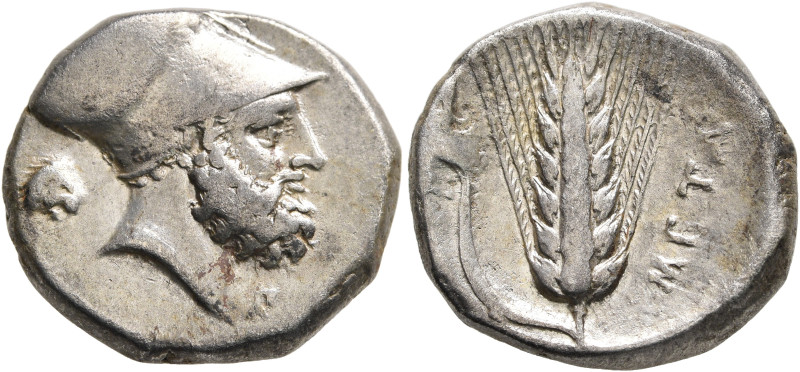 LUCANIA. Metapontion. Circa 340-330 BC. Nomos (Silver, 20 mm, 7.65 g, 6 h). Bear...