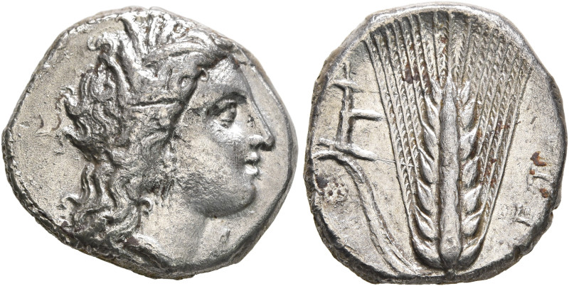 LUCANIA. Metapontion. Circa 330-290 BC. Nomos (Silver, 20 mm, 7.76 g, 8 h). Head...