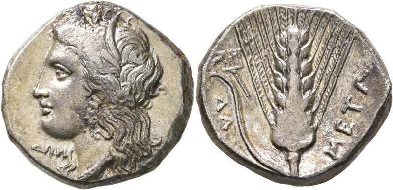 LUCANIA. Metapontion. Circa 330-290 BC. Nomos (Silver, 21 mm, 8.03 g, 6 h). Head...