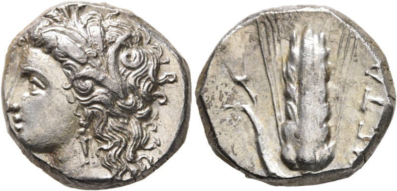 LUCANIA. Metapontion. Circa 330-290 BC. Nomos (Silver, 19 mm, 7.87 g, 5 h). Head...