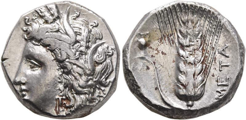 LUCANIA. Metapontion. Circa 330-290 BC. Nomos (Silver, 19 mm, 7.86 g, 11 h). Hea...