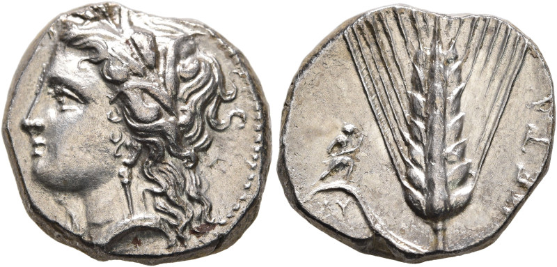 LUCANIA. Metapontion. Circa 330-290 BC. Nomos (Silver, 20 mm, 7.87 g, 11 h). Hea...