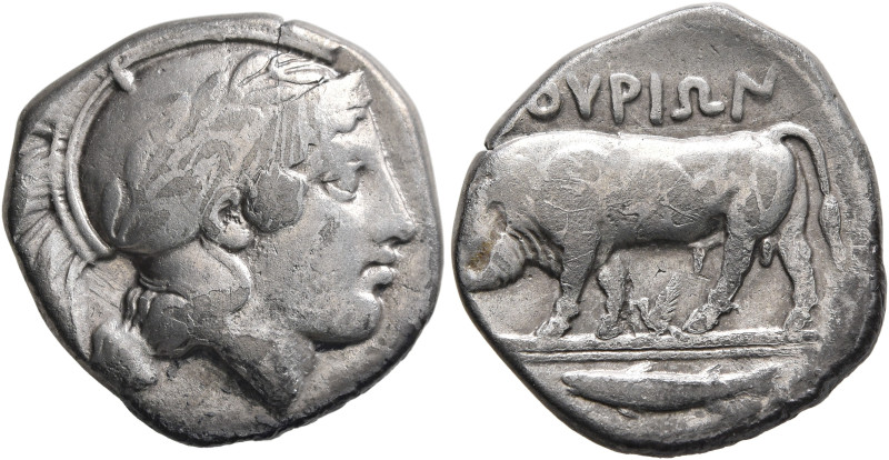 LUCANIA. Thourioi. Circa 443-400 BC. Stater (Silver, 20 mm, 6.42 g, 1 h). Head o...