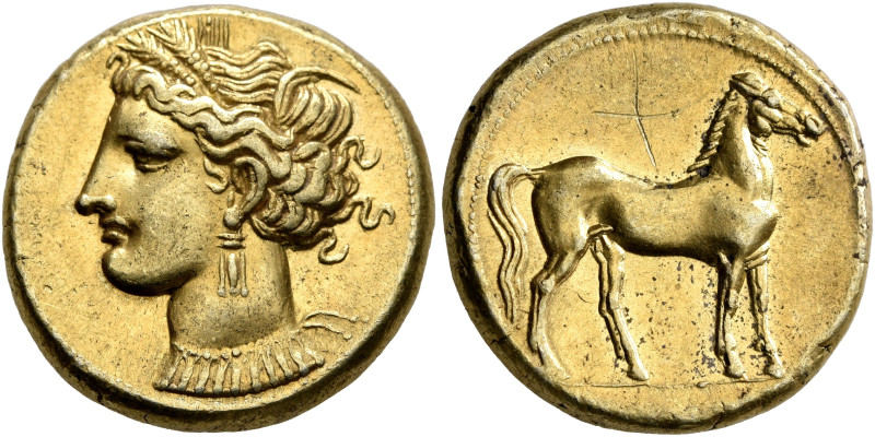 CARTHAGE. Circa 290-270 BC. Stater (Electrum, 19 mm, 7.48 g, 12 h). Head of Tani...