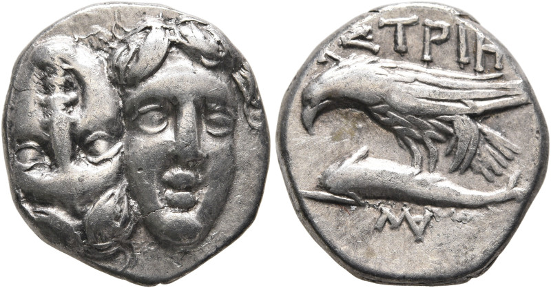 MOESIA. Istros. Circa 313-280 BC. Drachm (Silver, 18 mm, 5.00 g, 1 h). Two facin...