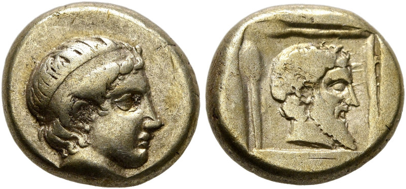 LESBOS. Mytilene. Circa 454-428/7 BC. Hekte (Electrum, 10 mm, 2.51 g, 6 h). Youn...