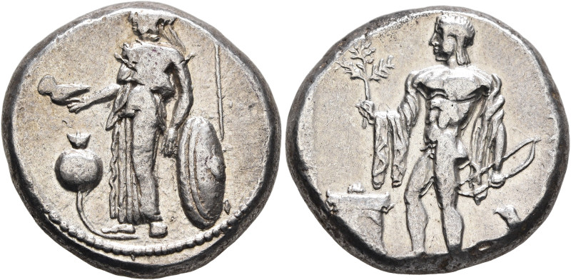 PAMPHYLIA. Side. Circa 400-380 BC. Stater (Silver, 21 mm, 10.65 g, 5 h). Athena ...