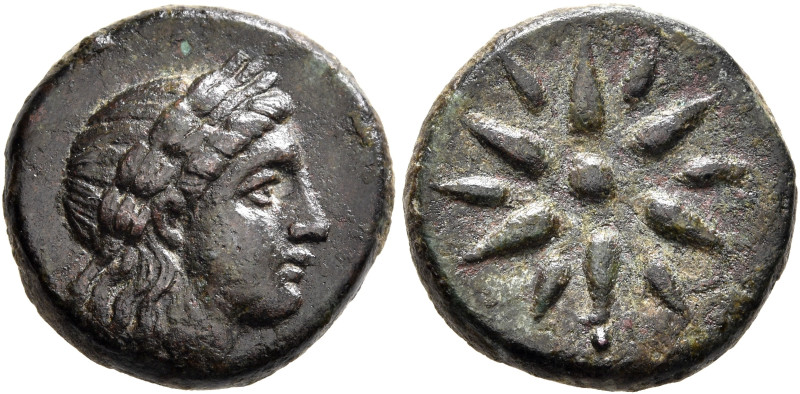 MYSIA. Gambrion. 4th century BC. AE (Bronze, 15 mm, 4.53 g, 12 h). Laureate head...