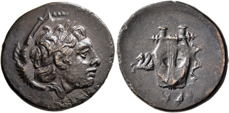 MYSIA. Lampsakos. 2nd-1st century BC. AE (Bronze, 21 mm, 6.44 g, 11 h). Laureate...