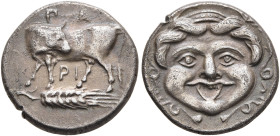 MYSIA. Parion. 4th century BC. Hemidrachm (Silver, 13 mm, 2.42 g, 6 h). ΠΑ/ΡΙ Bull standing left, head turned back to right; below, grain ear right. R...