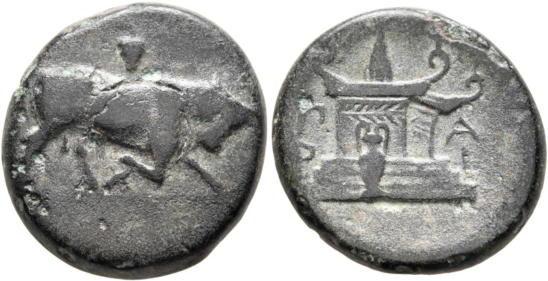 MYSIA. Parion. Circa 350-300 BC. AE (Bronze, 21 mm, 6.38 g, 7 h). Bull butting r...