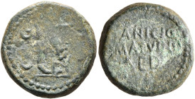 MYSIA. Parium. Pseudo-autonomous issue. Hemiassarion (?) (Bronze, 15 mm, 4.36 g, 2 h), Gaius Matuinus and T. Anicius, aediles, time of Julius Caesar, ...