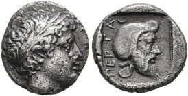 MYSIA. Pergamon. Circa 450 BC. Diobol (Silver, 9 mm, 1.44 g, 9 h), Gongylos or Eurysthenes (?) as satrap. Laureate head of Apollo to right. Rev. ΠΕΡΓΑ...