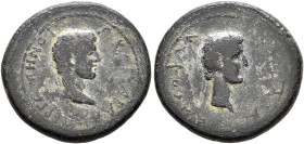 MYSIA. Pergamum. Caius & Lucius, Caesars, 20 BC-AD 4 and 17 BC-AD 2. Hemiassarion (Orichalcum, 18 mm, 3.66 g, 1 h), Demophon, magistrate. Γ KAIΣAPA ΠE...