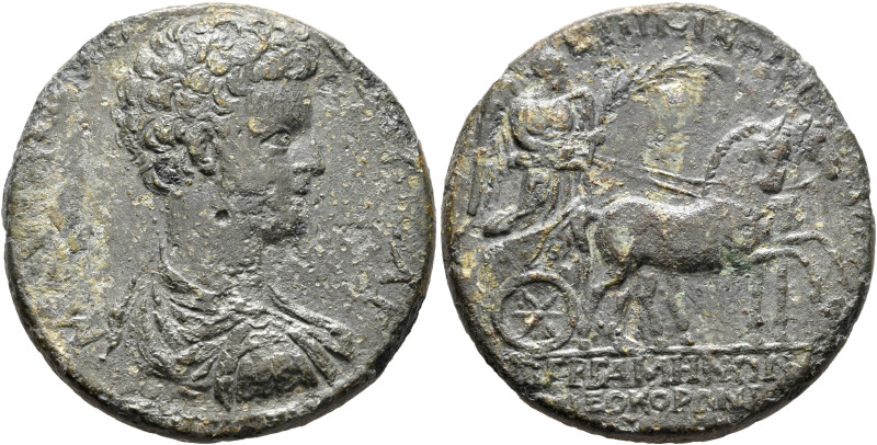 MYSIA. Pergamum. Commodus, as Caesar, 166-177. Tetrassarion (Orichalcum, 31 mm, ...