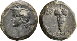 MYSIA. Perperene. Gaius (Caligula), 37-41. Hemiassarion (Bronze, 17 mm, 3.52 g, 7 h). [ΓΑΙΟϹ ΓƐΡΜΑΝΙΚΟϹ ΑΥΤΟΚΡΑΤΩΡ] Laureate head of Gaius to left. Re...