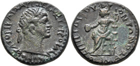 MYSIA. Poemanenum. Trajan, 98-117. Assarion (Bronze, 19 mm, 5.98 g, 6 h), Egdikos Frontonos. ΑΥΤΟΚΡΑΤΟΡΙ ΚΑΙΣΑΡΙ ΣΕΒΑΣΤΟ ΤΡOΙΑΝΟ (sic!) Laureate head ...