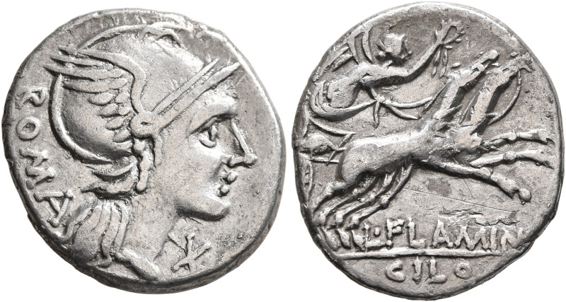 L. Flaminius Chilo, 109-108 BC. Denarius (Silver, 19 mm, 3.62 g, 7 h), Rome. ROM...