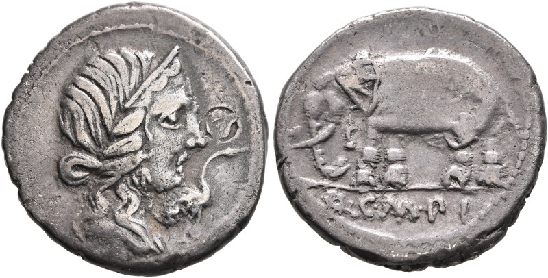 Q. Caecilius Metellus Pius, 81 BC. Denarius (Silver, 19 mm, 3.84 g, 11 h), milta...