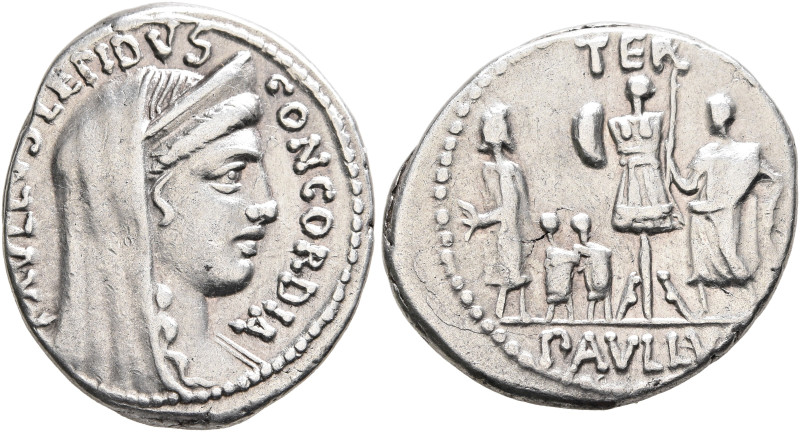 L. Aemilius Lepidus Paullus, 62 BC. Denarius (Silver, 21 mm, 4.00 g, 5 h), Rome....