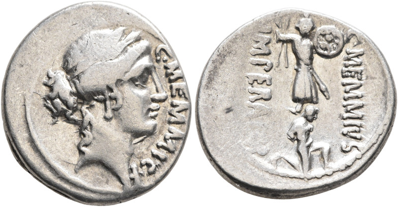 C. Memmius C.f, 56 BC. Denarius (Silver, 19 mm, 3.95 g, 5 h), Rome. C•MEMMI•C•F ...