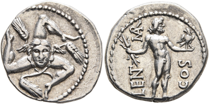 L. Cornelius Lentulus and C. Claudius Marcellus, 49 BC. Denarius (Silver, 19 mm,...