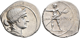 Octavian, 44-27 BC. Denarius (Silver, 20 mm, 3.68 g, 10 h), Rome, autumn 32-summer 31. Diademed head of Venus to right, wearing pendant earring and pe...