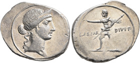 Octavian, 44-27 BC. Denarius (Silver, 23 mm, 3.71 g, 12 h), Rome, autumn 32-summer 31. Diademed head of Venus to right, wearing pendant earring and pe...