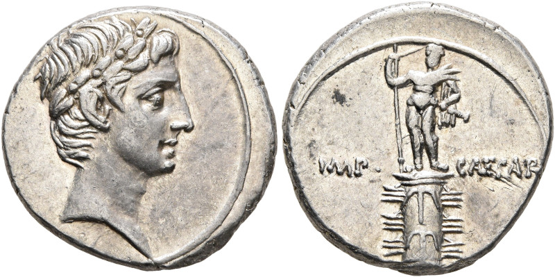 Octavian, 44-27 BC. Denarius (Silver, 18 mm, 3.98 g, 12 h), uncertain Italian mi...