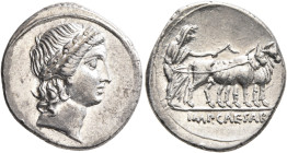 Octavian, 44-27 BC. Denarius (Silver, 19 mm, 3.83 g, 12 h), uncertain mint in Italy (Rome?), autumn 30-summer 29. Laureate head of Apollo of Actium to...