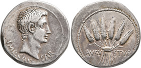 Augustus, 27 BC-AD 14. Cistophorus (Silver, 26 mm, 11.76 g, 12 h), Ephesus, circa 25-20 BC. IMP•CAESAR Bare head of Augustus to right. Rev. AVGVSTVS S...