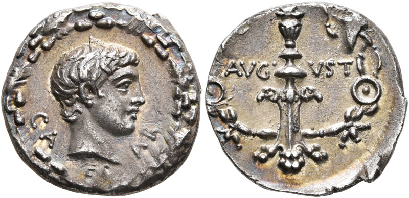 Augustus, 27 BC-AD 14. Denarius (Silver, 18 mm, 3.69 g, 6 h), uncertain mint in ...