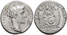 Augustus, 27 BC-AD 14. Denarius (Silver, 17 mm, 3.56 g, 11 h), Lugdunum, 2 BC-4 AD. CAESAR AVGVSTVS DIVI F PATER PATRIAE Laureate head of Augustus to ...