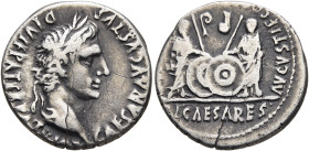 Augustus, 27 BC-AD 14. Denarius (Silver, 17 mm, 3.61 g, 11 h), Lugdunum, 2 BC-AD 4. CAESAR AVGVSTVS DIVI F PATER PATRIAE Laureate head of Augustus to ...