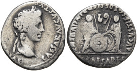 Augustus, 27 BC-AD 14. Denarius (Silver, 17 mm, 3.67 g, 4 h), Lugdunum, 2 BC-AD 4. CAESAR AVGVSTVS [DIVI F PATER PAT]RIAE Laureate head of Augustus to...