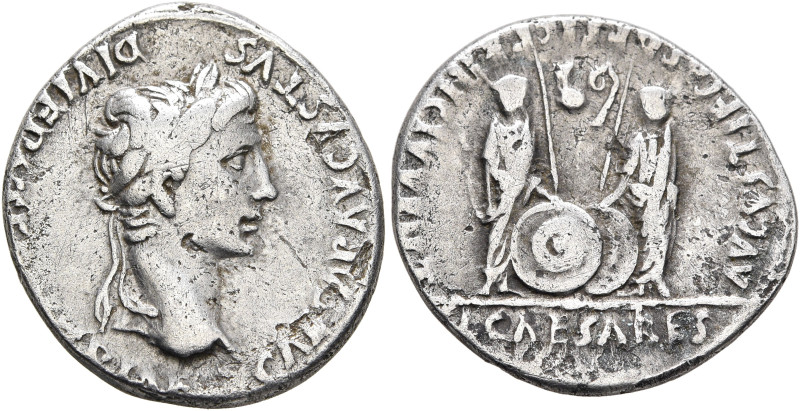 Augustus, 27 BC-AD 14. Denarius (Silver, 18 mm, 3.73 g, 9 h), Lugdunum, 2 BC-AD ...