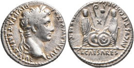 Augustus, 27 BC-AD 14. Denarius (Silver, 18 mm, 3.71 g, 11 h), Lugdunum, 2 BC-4 AD. CAESAR AVGVSTVS DIVI F PATER PATRIAE Laureate head of Augustus to ...