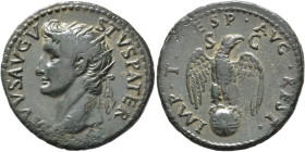 Divus Augustus, died AD 14. As (Copper, 28 mm, 8.94 g, 8 h), restitution issue, Rome, struck under Titus, 80-81. DIVVS AVGVSTVS PATER Radiate head of ...